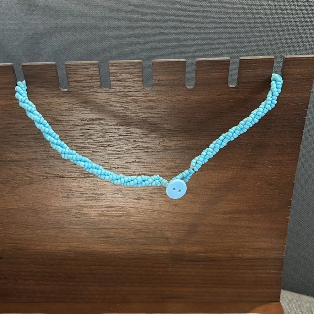 Turquoise Beaded Necklace with Shell Mosaic Pendant